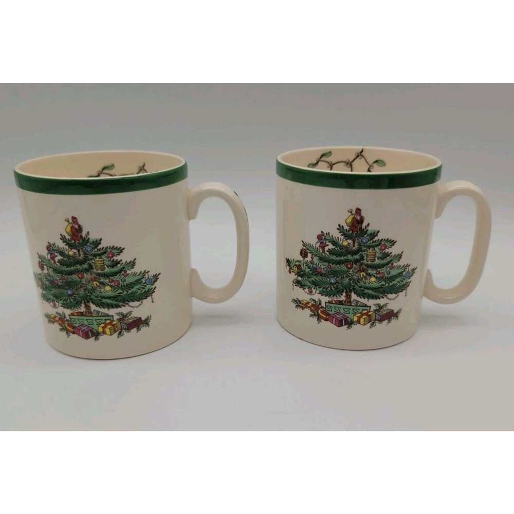 Vintage Spode Christmas Tree mugs - Lot of 2- England S3324-B